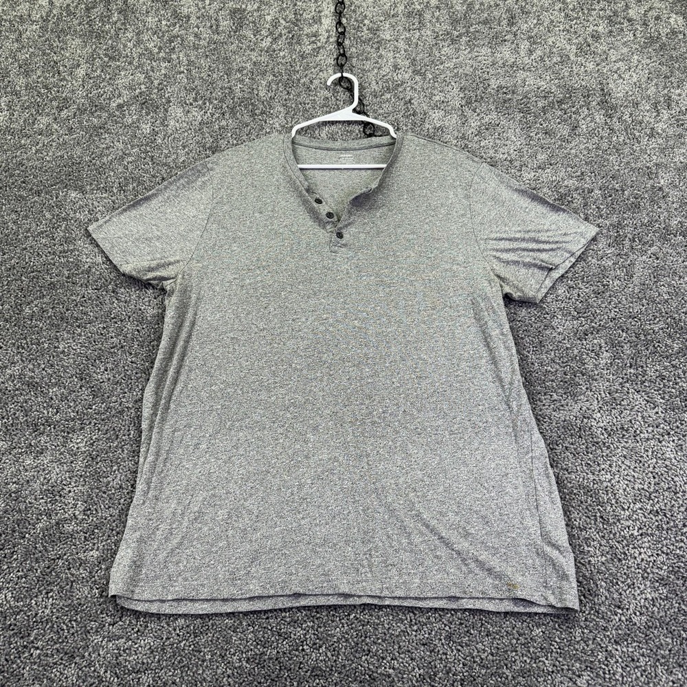 Old Navy Henley Shirt Mens XL Gray Short Sleeve Soft Washed Tee Lightweight